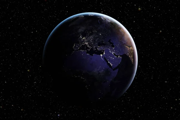 Světla měst na mapě světa. Prvky tohoto obrázku jsou zařízeny NASA — Stock fotografie