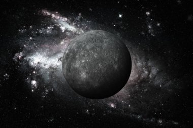 Merkür gezegeni. Dış uzay arkaplanı.