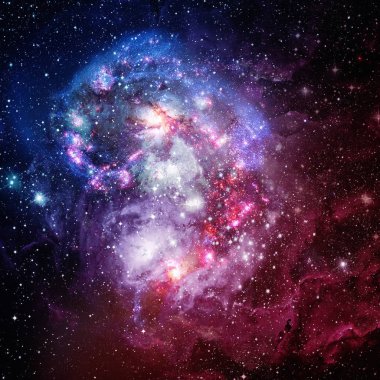 Spiral galaksi ve uzay nebulası.