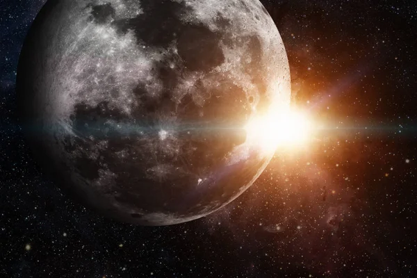 Sistema Solar - Tierra Luna. La Luna es el único satélite natural de la Tierra . — Foto de Stock