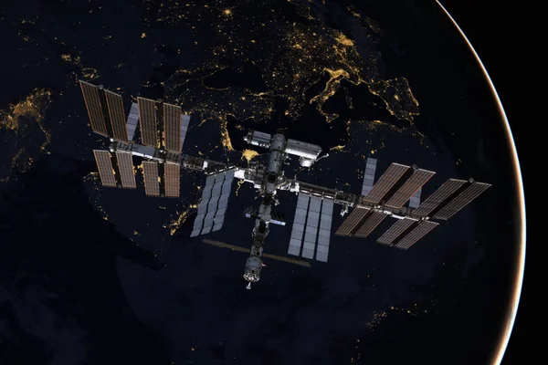 Estación Espacial Internacional sobre Europa . —  Fotos de Stock