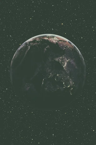Planetjorden från rymden på natten. Delar av denna bild möblera — Stockfoto