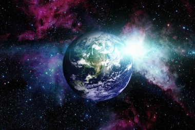 Güneş sistemi - dünya. Uzay arka planda.