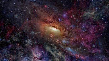 Açık alan bulutsu ve galaksiler. Bu görüntü kürk unsurları