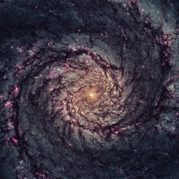 Whirlpool galaxy. Light from the emission of glowing hydrogen.