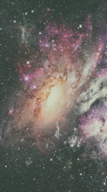 Açık alan bulutsu ve galaksiler. Bu görüntü kürk unsurları