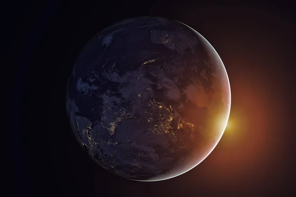 La Tierra desde el espacio por la noche. Asia y Australia . — Foto de Stock