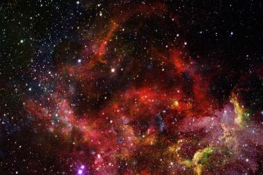 Karanlık uzayda nebula ve galaksiler. Bu görüntünün elementleri NASA tarafından desteklenmektedir.
