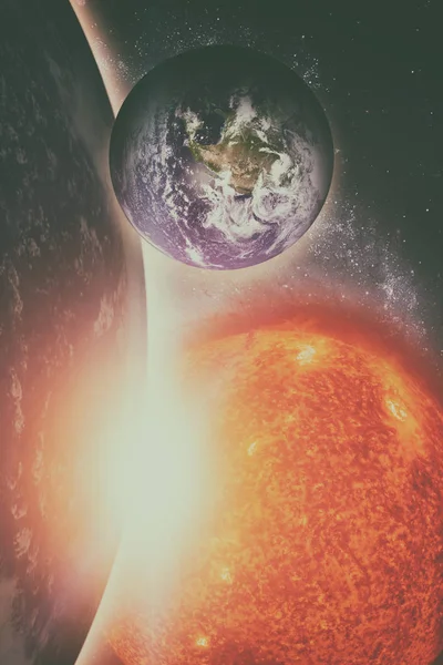 Föld és a galaxy. Ez a kép a nasa berendezett elemei. — Stock Fotó