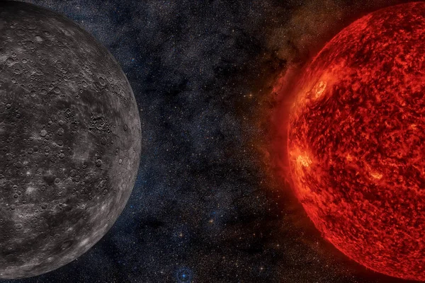 Sistema Solar Mercurio. Es el planeta más pequeño del Sol S — Foto de Stock
