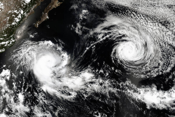 Cyclone over planet Earth. Elements of this image are furnished by NASA