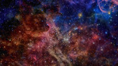 Bulutsusu ve derin uzay içinde gökada. Bu görüntü furnis unsurları