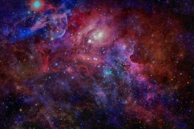 Renkli nebula ve evrendeki açık yıldız kümesi.