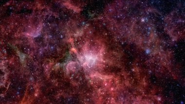 Açık alan bulutsu ve galaksiler. Bu görüntü kürk unsurları