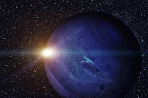 Sistema Solar Neptuno. Es el octavo y más lejano planeta del Sol. — Foto de Stock