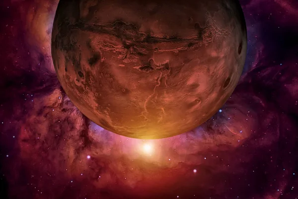 태양계: 화성. 그것은 태양으로부터 네 번째 행성이다. — 스톡 사진