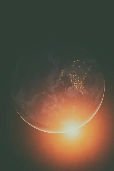 Země z vesmíru v noci. Jižní a Severní Amerika. — Stock fotografie