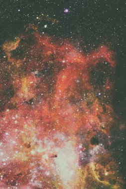 Bulutsusu ve galaksilerin karanlık uzayda. Bu görüntü furnis unsurları