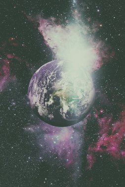 Güneş sistemi - dünya. Uzay arka planda.