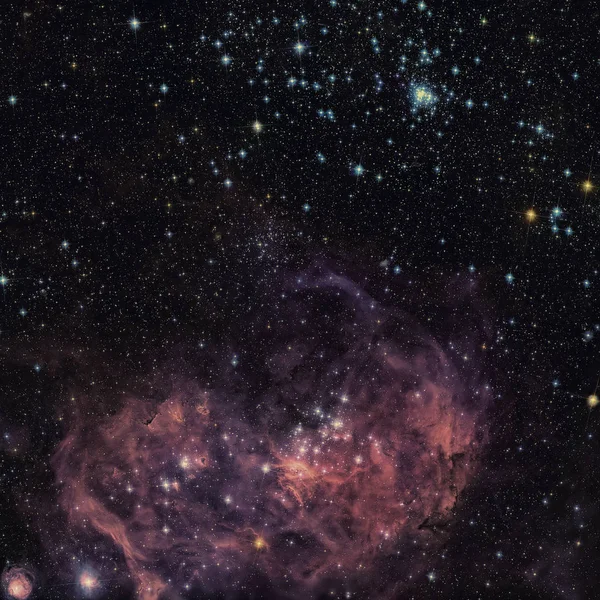 Young stars and gas clouds in the Large Magellanic Cloud.