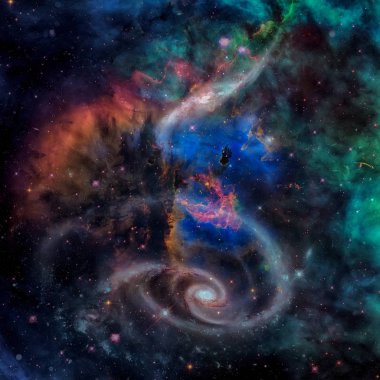 Derin uzay soyut galakside. Astronomi arka plan.