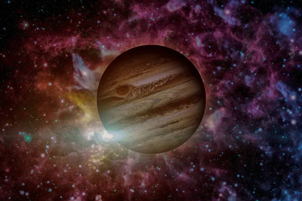 Planeta Júpiter. Nebulosa em segundo plano. — Fotografia de Stock