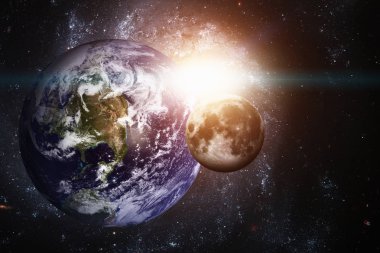 Güneş sistemi - Dünya gezegeni. Nasa tarafından döşenmiş bu görüntü unsurları.