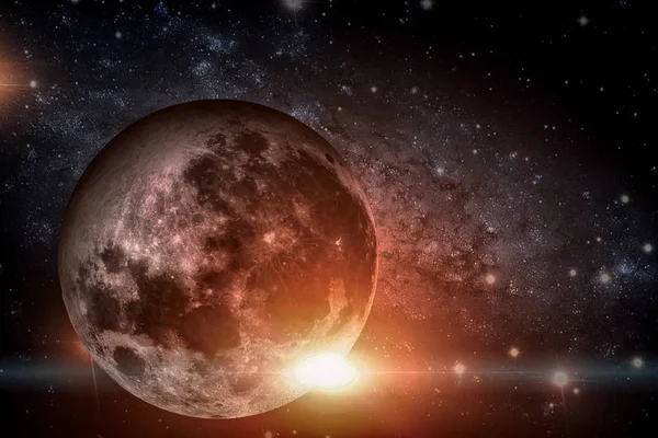 Solar System - aarde-maan. De maan is de enige natuurlijke satelliet van de aarde. — Stockfoto