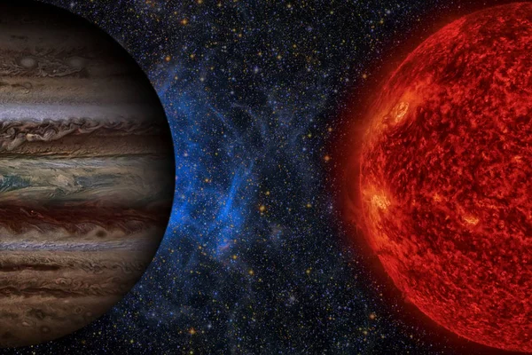 Sistemul Solar - Jupiter. Este cea mai mare planetă din Sy Solar. — Fotografie, imagine de stoc