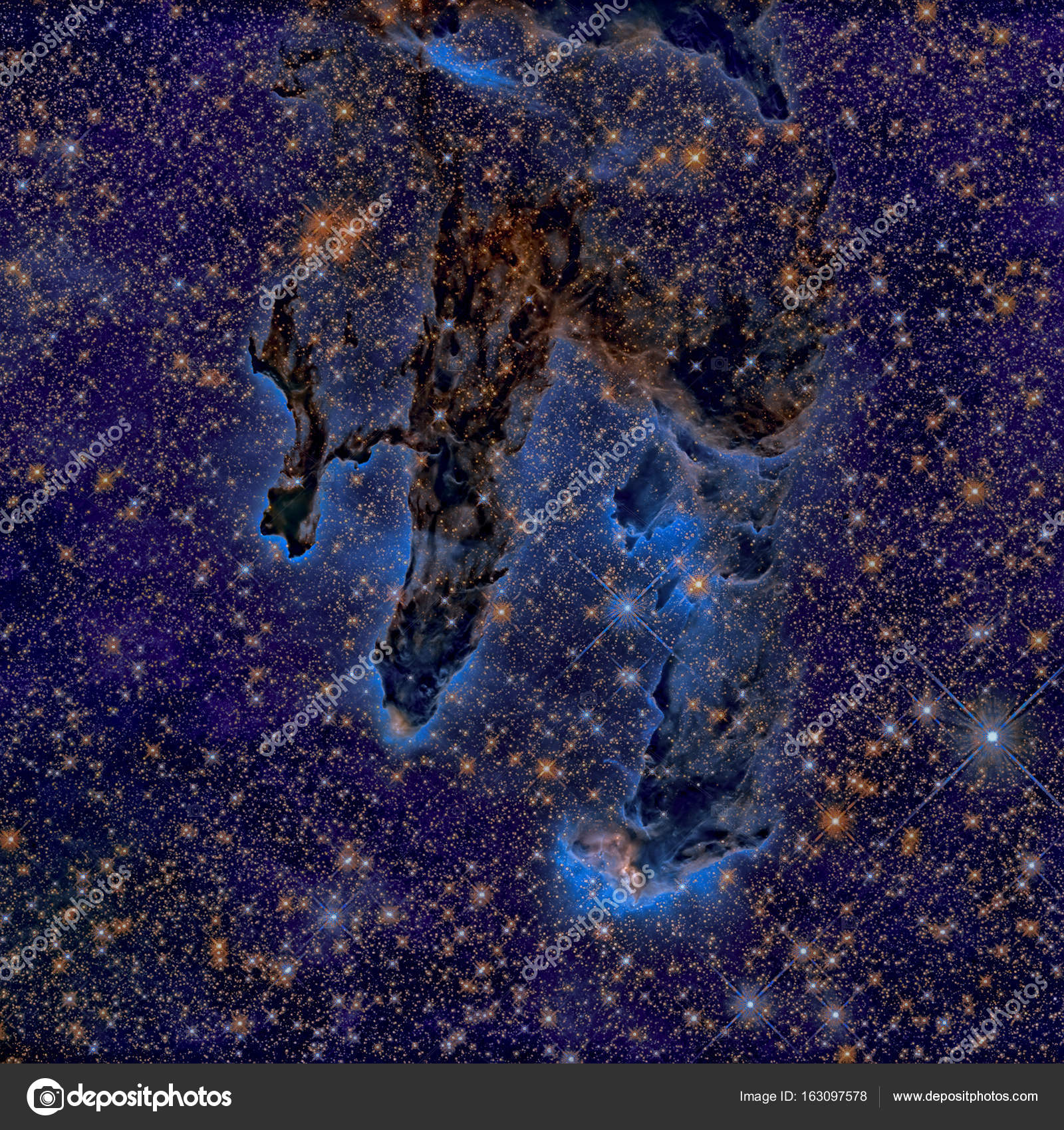 Pillars of Creation. Eagle Nebula in the constellation Serpens. Stock