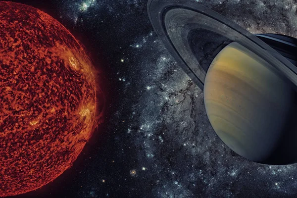 Zonnestelsel - Saturnus. Het is de zesde planeet van de zon.. — Stockfoto