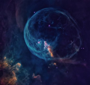Kraliçe takımyıldızı yönünde bulunan Kabarcık Bulutsusu.