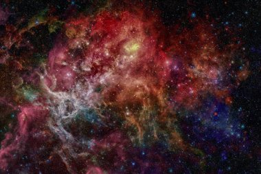 Bulutsusu ve galaksilerin uzayda. Bu görüntü bir şekilde döşenmiş b unsurları