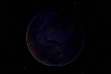 Şehir ışıkları dünya haritası üzerinde. Bu görüntü unsurları Nasa tarafından döşenmiştir