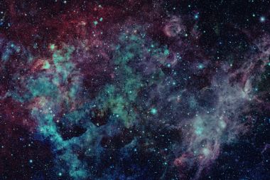 Renkli nebula ve evrendeki açık yıldız kümesi.