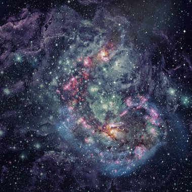 Nebula ve galaksiler uzayda. Bu görüntünün elementleri NASA tarafından desteklenmektedir.