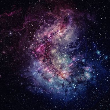 Spiral galaksi ve uzay nebulası.