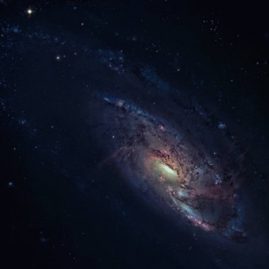 NGC 4258 av köpekleri takımyıldızı yönünde bulunan bir sarmal gökada.