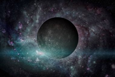 Merkür gezegeni. Dış uzay arkaplanı.