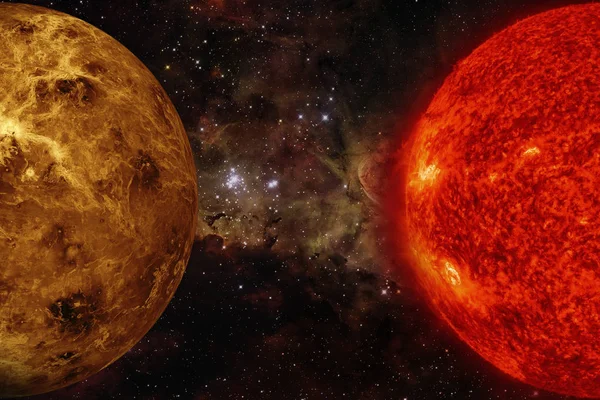 太阳系-金星。美国航天局提供的这一图像的要素. — 图库照片