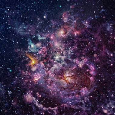 Spiral galaksi ve uzay nebulası.