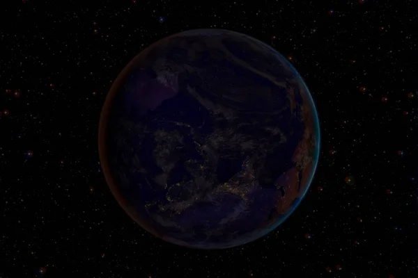 밤에는 우주에서 행성 지구입니다. Nasa에서 제공 하는이 이미지의 요소 — 스톡 사진