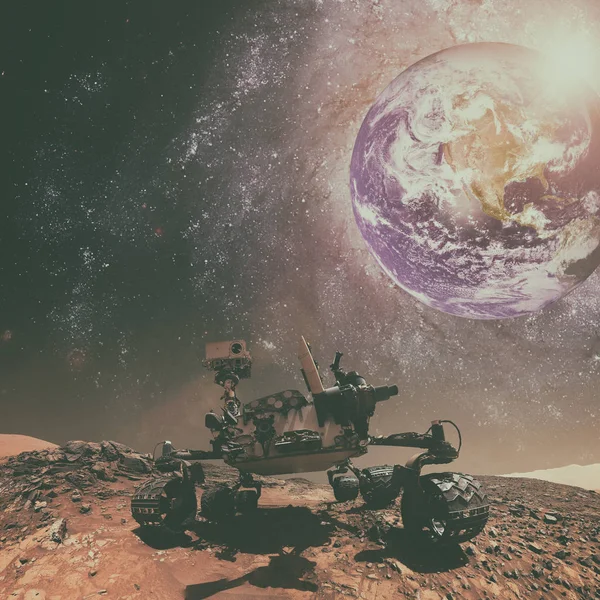 Mars 'ın yüzeyini araştıran meraklı bir gezgin..