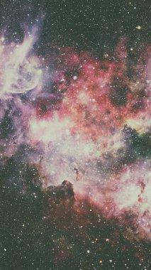 Nebula ve galaksilerle dolu açık bir alan. Bu görüntünün elementleri NASA tarafından desteklenmektedir