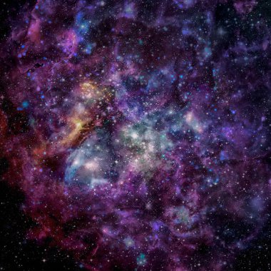 Galaksi ve Nebula. Soyut alan arkaplanı.