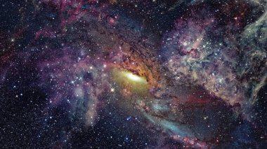 Nebula ve galaksilerle dolu açık bir alan. Bu görüntünün elementleri NASA tarafından desteklenmektedir