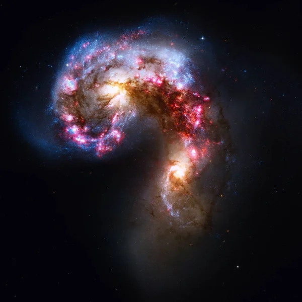 Galaktyki czułki są galaktyk znajdująca się w gwiazdozbiorze Corvus. — Zdjęcie stockowe