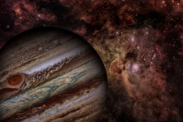 Sistemul Solar - Jupiter. Este cea mai mare planetă din Sistemul Solar. . — Fotografie, imagine de stoc