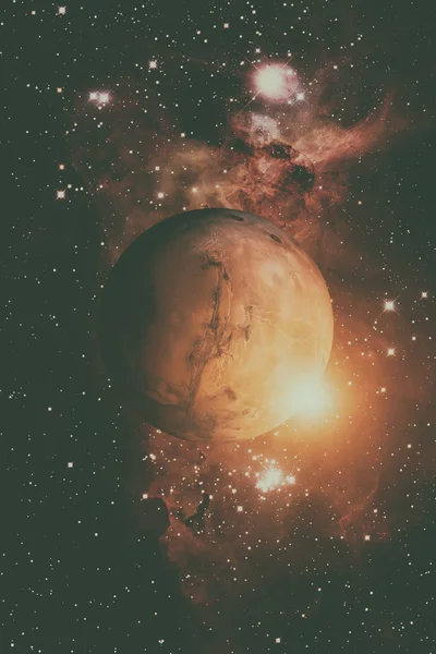 Planet Mars. Nebel auf dem Hintergrund. Stockbild