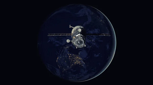 Veicolo spaziale Progresso in orbita intorno alla terra . — Foto Stock